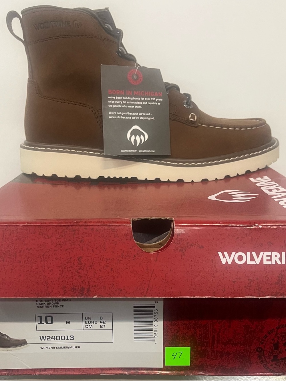 Wolverine Brown Moc Toe Work Boot with Cream Sole - Picture 2 of 6